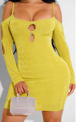 Slim Fit Low-Cut Off The Shoulder Cutout Suspender Sheath Dress