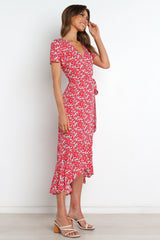 Vacition V Neck Midi A Line Dress