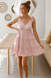 Vacition Solid Sleeveless Short A Line Dress