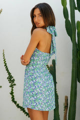 Vacation Printed Cutout Tie Short A Line Dress