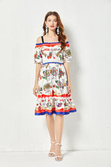 Vestido camisero a la rodilla con estampado diario