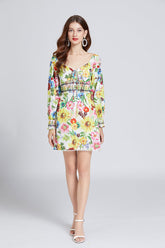 Fall Daily Printed V Neck A Line Short Dress