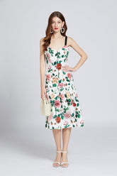 Printed Patchwork Cami A Line Midi Dress