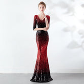 Cocktail Elegant Long Host Slim Dress Fishtail Sequ