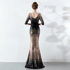 Vestido de cóctel elegante largo ajustado con cola de pez