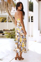 Vacation Floral V Neck Cami Maxi High Split A Line Dress