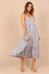 Vacation Sleeveless Floral Cutout Tie Cami Maxi Dress