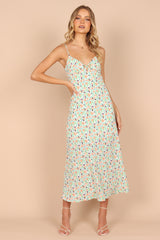 Vestido de gasa con cuello halter en V