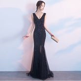 Evening Cocktail Elegant Annual Meeting Long Fishtail Sequ Dress