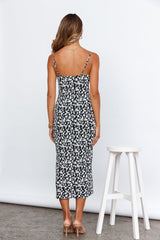 Vestido midi con abertura y estampado festivo