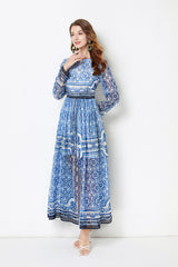 Elegant Daily Long Sleeve A Line Maxi Dress