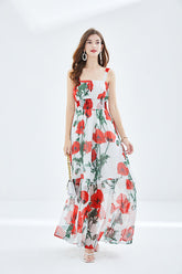Vacation Floral Cami A Line Maxi Dress