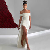 off Shoulder Dress Waist Dress Slit Dress