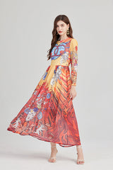 Arrival Angel Print Lightweight Imitation Chiffon dress Round Neck Large Swing A line Dress