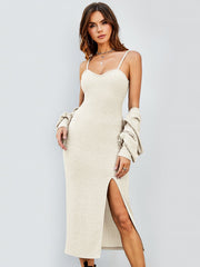 Black Halter Group Short Shawl Halter High Slit Dress