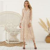 Long Sleeve Sequin Tassel Full-length Dress