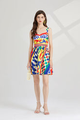 Arrival Elegant Positioning Printed Stitching Slim Fit High Waist dress Slip Dress