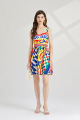 Arrival Elegant Positioning Printed Stitching Slim Fit High Waist dress Slip Dress