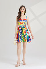 Arrival Elegant Positioning Printed Stitching Slim Fit High Waist dress Slip Dress