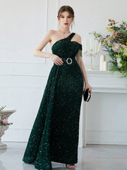 Elegantes Paillettenkleid, schulterfrei, ärmellos, figurbetont, Meerjungfrauenschnitt