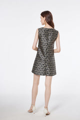 Heavy Embroidered Beaded Flower Jacquard Sleeveless dress All match Slim fit Dress