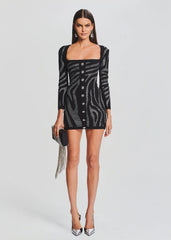 Rhinestone Long Sleeve Tube Top Short Type Bandage One Piece