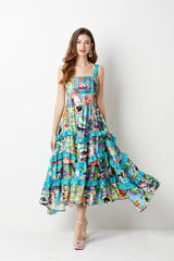 Positioning Flower Cake Dress Slim Fit High Waist A Line Dress