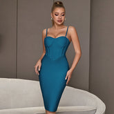 Bandage Dress Evening Dress Bandagedress Spaghetti Strap Dress Sleeveless Evening Party Solid Color Slim Fit