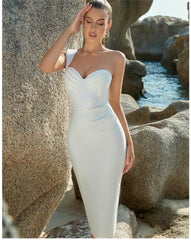 Bandage One Piece Dress One Shoulder Pleated Wedding Party Evening Dress Bandage Dress