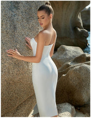 Bandage One Piece Dress One Shoulder Pleated Wedding Party Evening Dress Bandage Dress