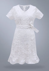 Lace Lace Up V Neck Dress Short