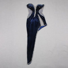 Mid Length Velvet High Split Beaded Heavy Industry