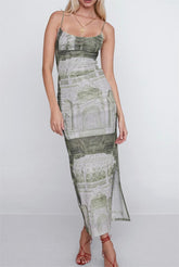 Printed Tube Top Dress Lace up Dress