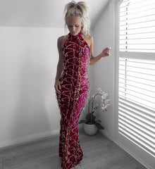 Popular Sleeveless Turtleneck Tassel Sequ Dress Maxi Dress