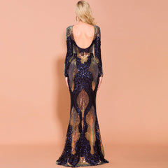 Abendkleid mit Paillettenbesatz, langes Paillettenkleid, Damen-Abendkleid