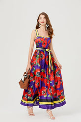 Print Halter Dress Swing Maxi Dress