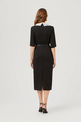 With A Five Quarter Cuff Belt Split Dress