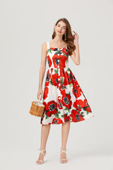 Vacation Floral Single Breasted Cami Dress