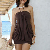 Solid Color Halter Tube Top High Waist Dress