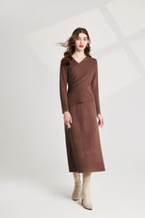 Thickened Base Knitted Sweater Vest Dress Two Piece Set