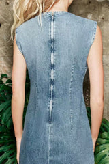 Vestido corto vaquero informal, ajustado, sin mangas y cómodo