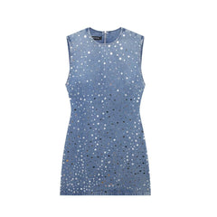Vestido corto vaquero informal, ajustado, sin mangas y cómodo