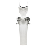 Suspender Slimming Floral Bandage One Piece Dress Long Bandage