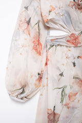 Waist Opening Design Printing Dress