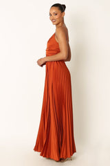 V neck Elegant Graceful Sling Backless Long Pleated Dress