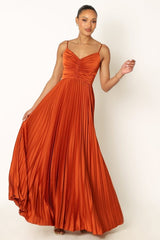 V neck Elegant Graceful Sling Backless Long Pleated Dress