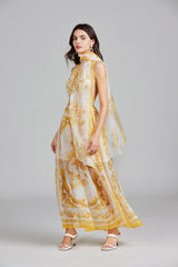 Lace Up Halter High Waist Long Dress