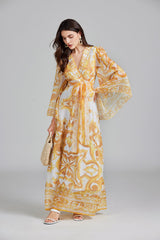 Belt Printed Long Dress