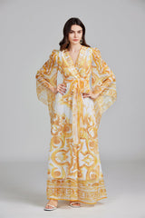 Belt Printed Long Dress