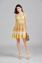 Printed Short A Line Dress